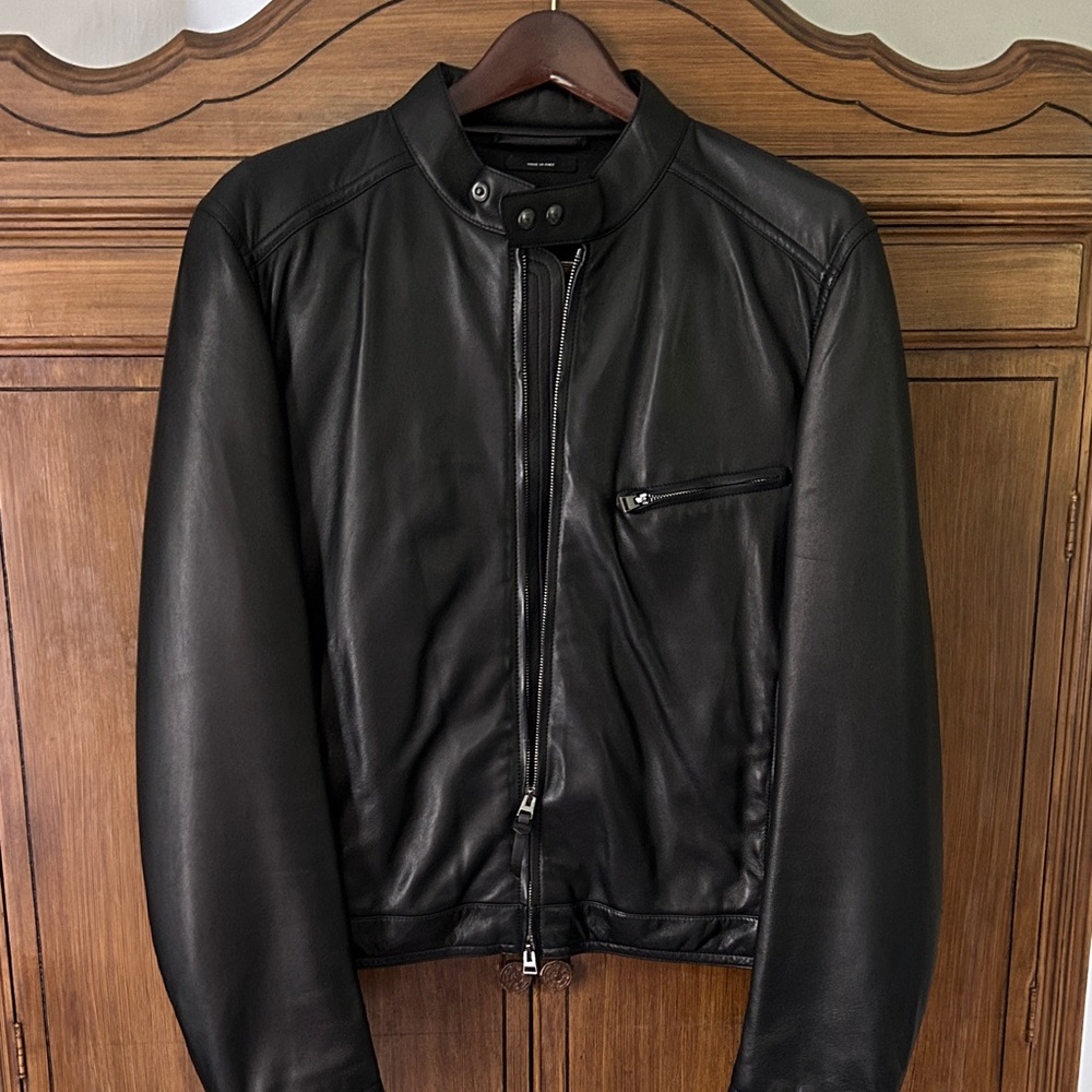 Tom Ford Black Leather Bomber Jacket